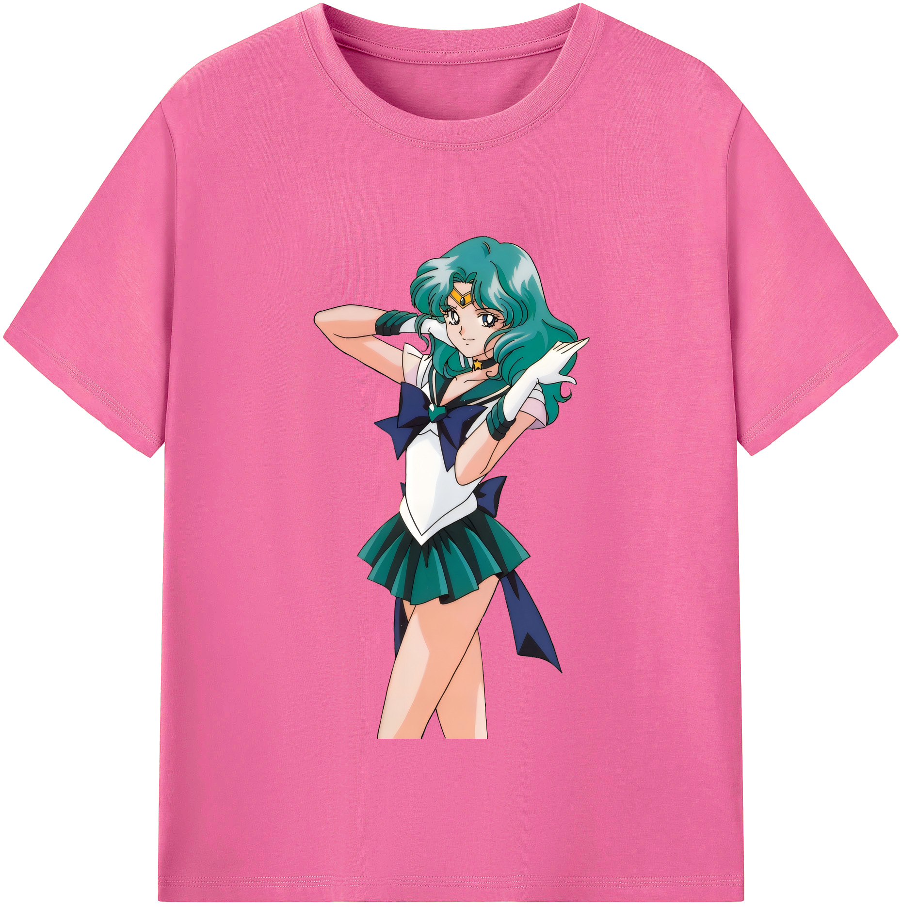 （画像用） 美少女戦士セーラームーン 海王 みちる（かいおう みちる） Sailor Moon Kaiou Michiru レディースカジュアルプリントTシャツ（綿100％）
